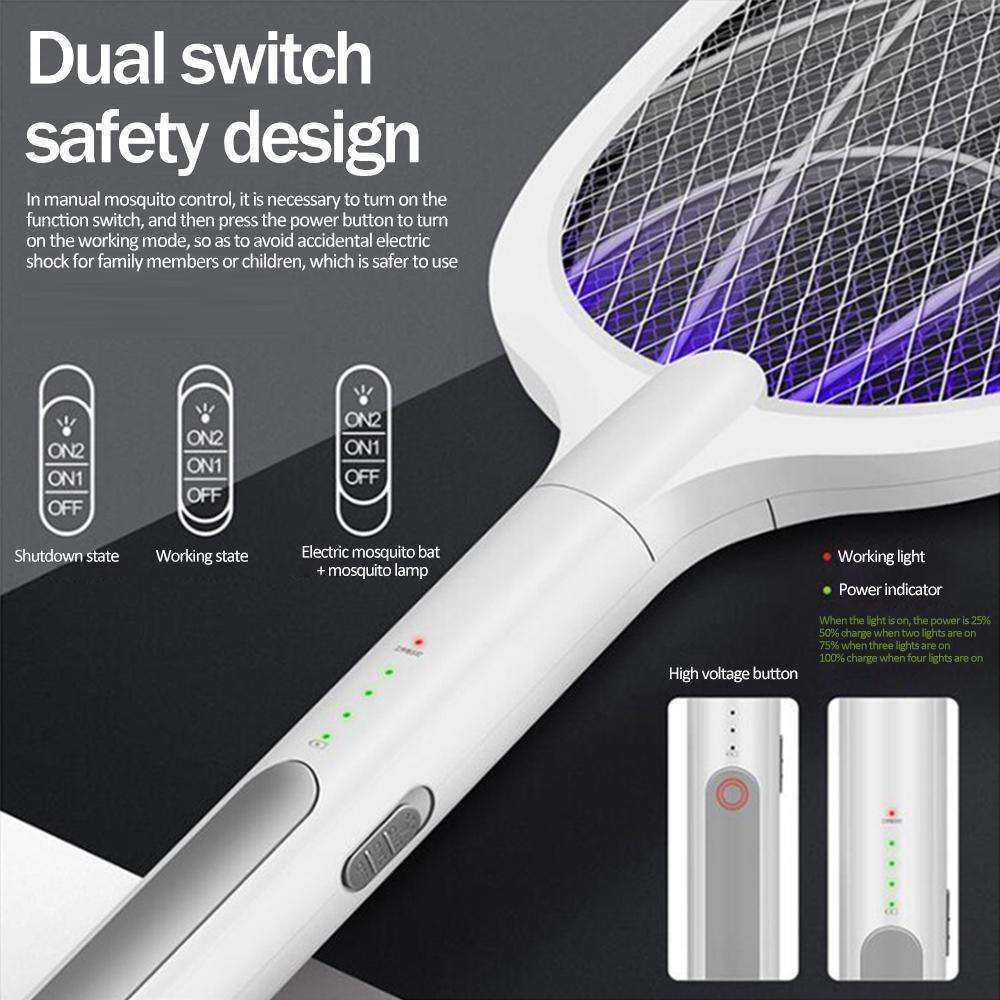 3000V Electric Mosquito Killer With UV Lamp 1200mAh Rechargeable Insect Racket