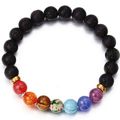 Trendy Lava Stone Imperial Crown And Helmet Charm Bracelet