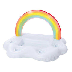 Summer Inflatable Pool Raft Float Bucket Rainbow Cloud Cup & Food Plate Holder
