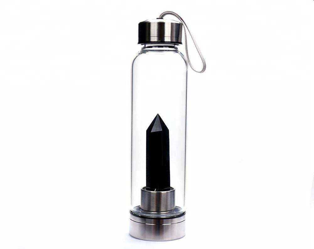 Direct Drinking Natural Glass 500ML Crystal Healing Bottle