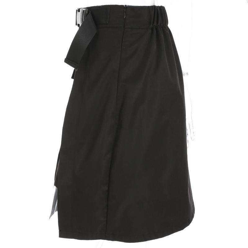 High Waist Belt Cargo Pocket Sexy Split Open Skirt