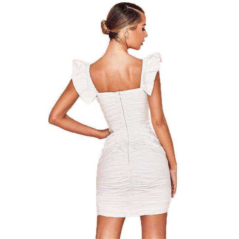 Hot Short Butterfly Pleated Sexy Women Backless Casual Ladies Dress