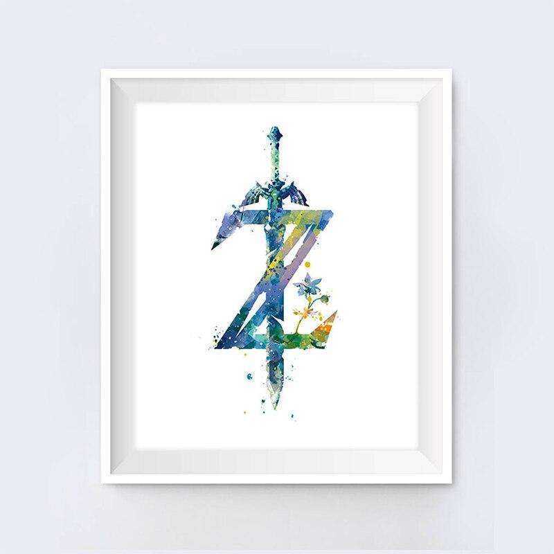 Abstract Watercolor Sword Gamer Breath of the Wild