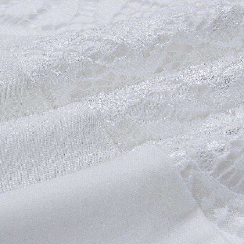 White Lace Slim Pencil O-Neck Women Midi Dress