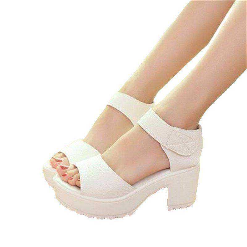 New Women's Open Toe Essential Sandals Thick Heel Platform