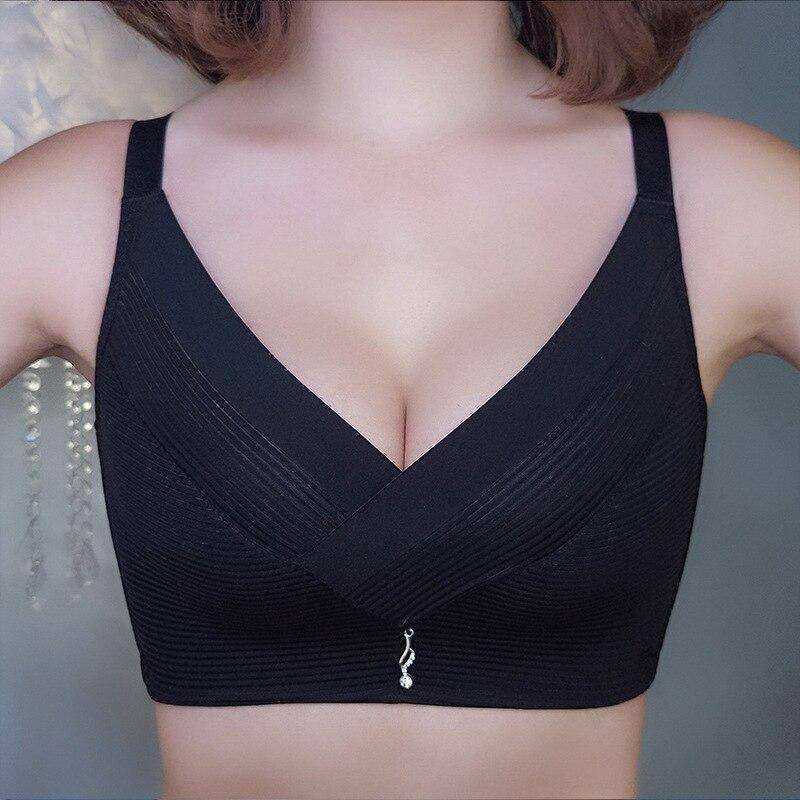 Women Sexy Push Up Lingerie Wire Free Bras Wide Straps Underwear