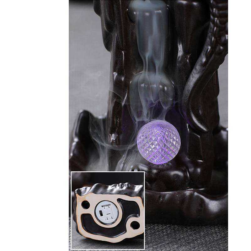 Awakening Dragon LED Ceramic Waterfall Smoke Incense Burner