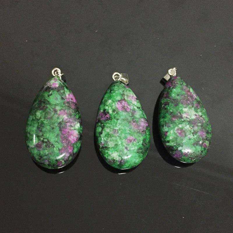 Large Size Green Stone Natural Rubies Zoisite Quartz Pendant