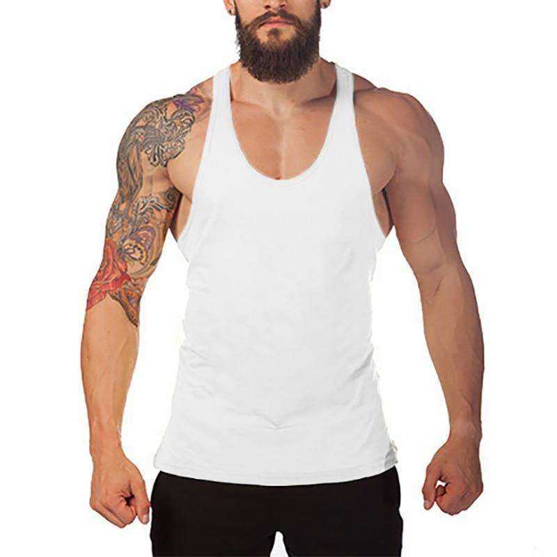 Men's Y Back Brand Bodybuilding and Fitness Clothing Cotton sleeveless shirts