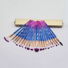20Pcs Aesthetic Diamond Makeup Brushes with Powder Pouf Set