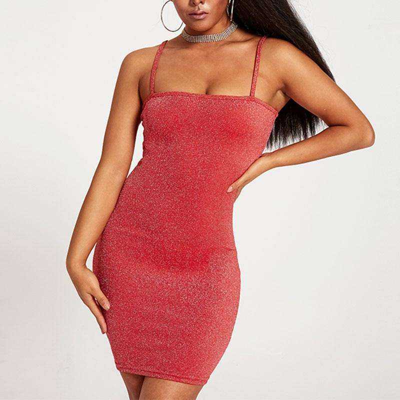 Thin Shoulder Strap Slim Mini Tight Women's Short Dress