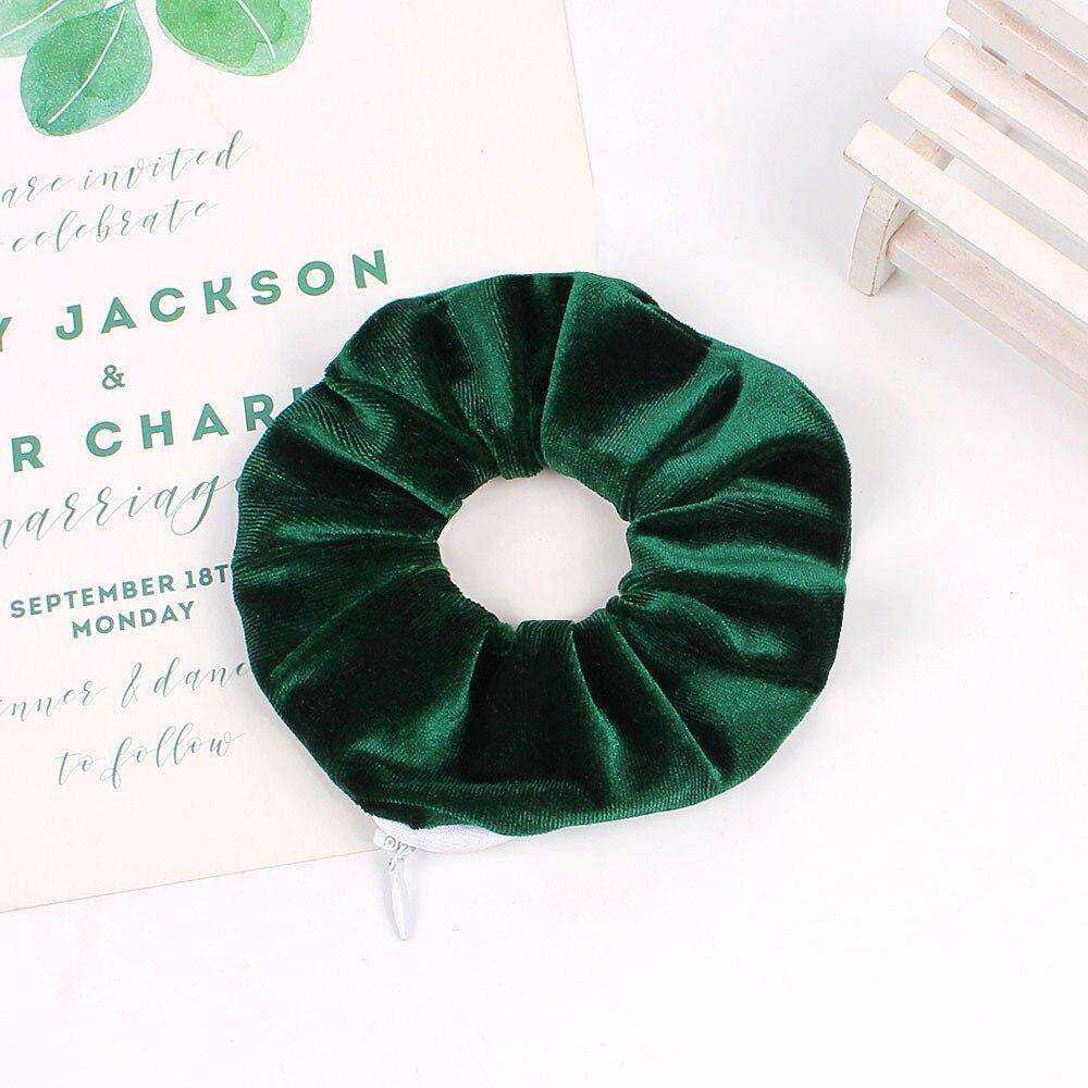 New Velvet Tencel Zipper Pocket Hairband Elastic  Accessories