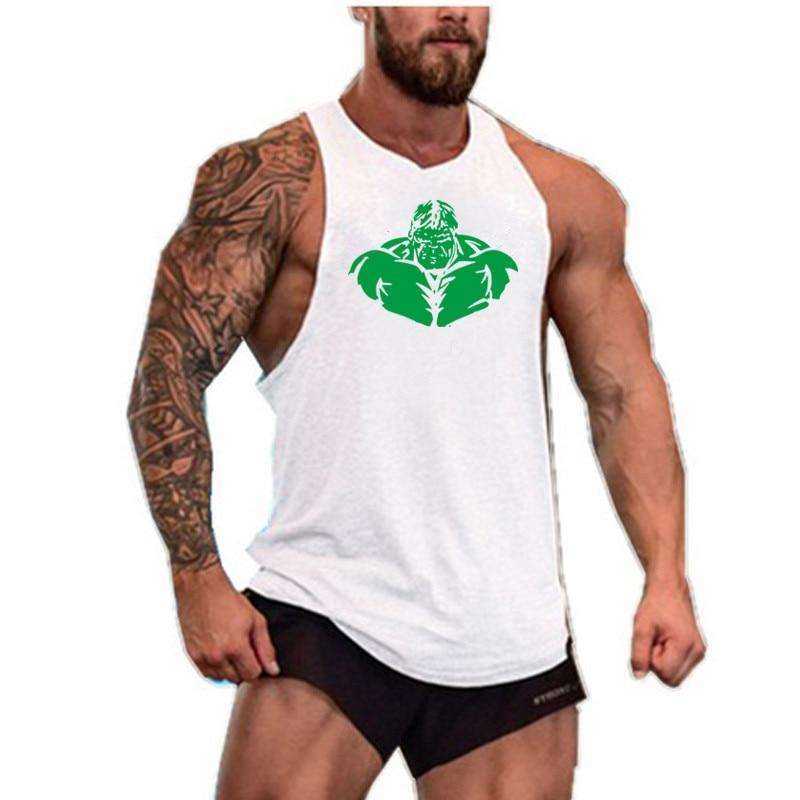Men Undershirt Skull Bodybuilding Fitness Stringer Tank Tops