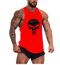 Men Undershirt Skull Bodybuilding Fitness Stringer Tank Tops