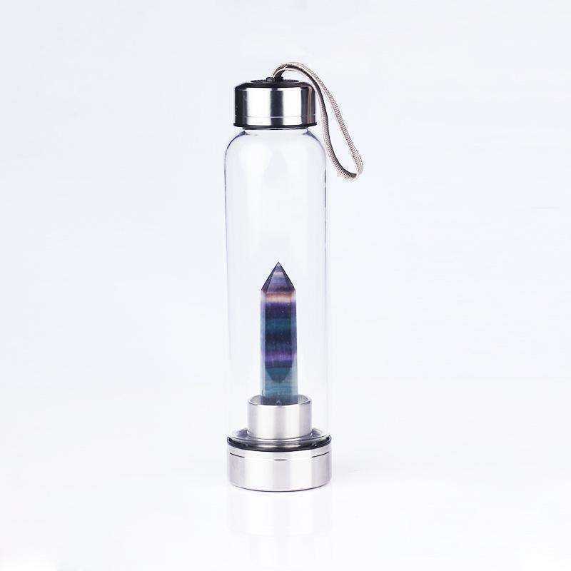 Direct Drinking Natural Glass 500ML Crystal Healing Bottle