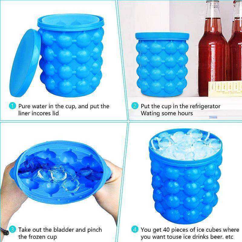 Portable Space Saving Ice Cube Maker Tray Cylinder