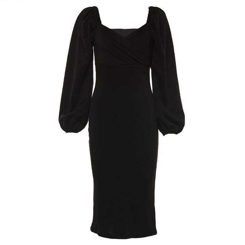 2021 Elegant Women V Neck Off Shoulder Bodycon Dress
