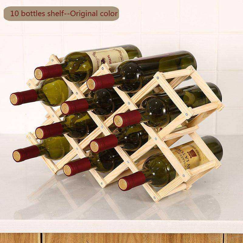 Folding Wooden Wine Bottle Rack Holder Display Shelf
