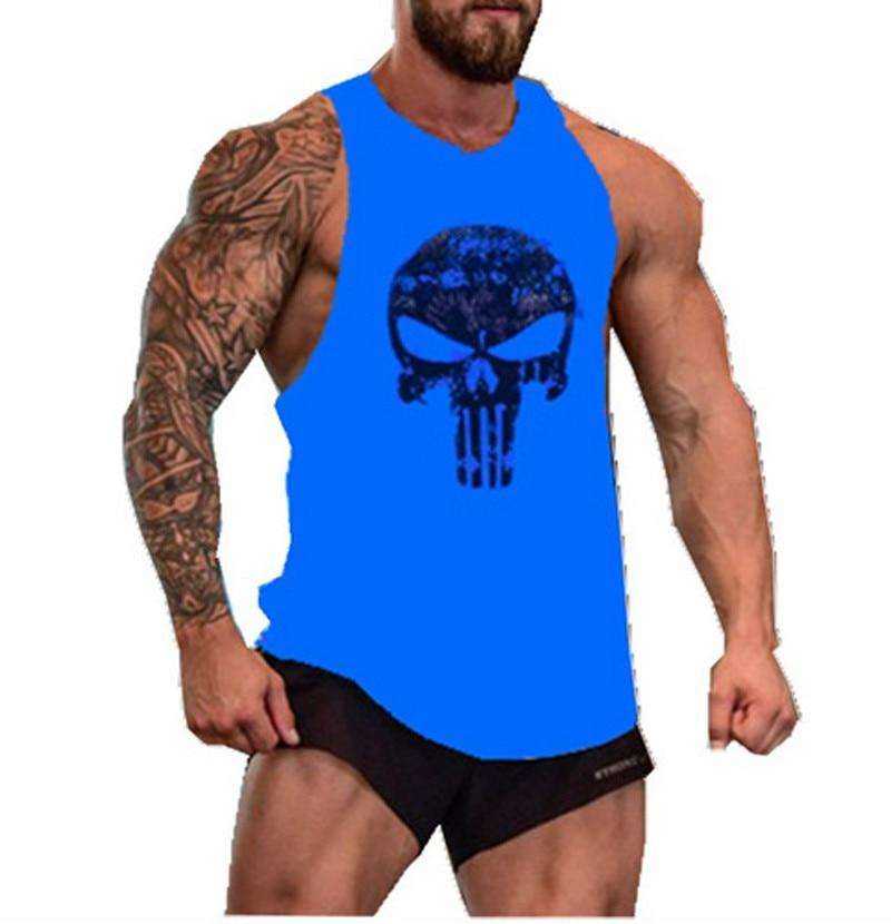 Men Undershirt Skull Bodybuilding Fitness Stringer Tank Tops