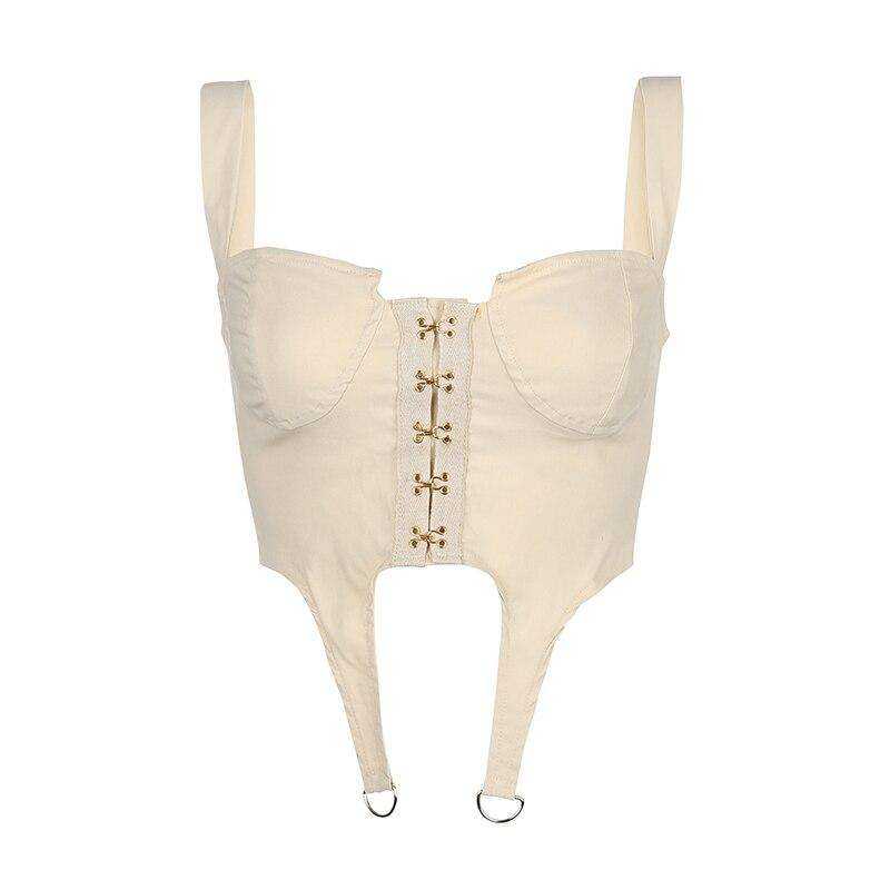Women Fashion Hook Corset Sexy Bustier Backless Zipper Sleeveless Crop Tops