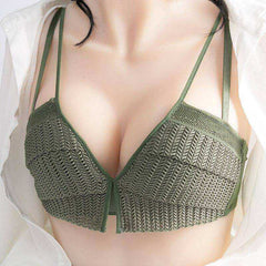 Thick Cup Push Up Bras Bone-free Wireless Black Gather Small Breast Bras