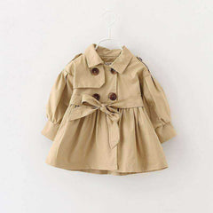 Baby Girl Jas Trench Double Breast Windbreaker Jacket