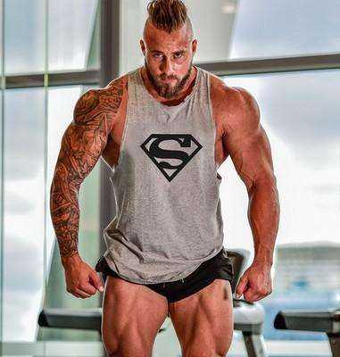 Men Undershirt Skull Bodybuilding Fitness Stringer Tank Tops
