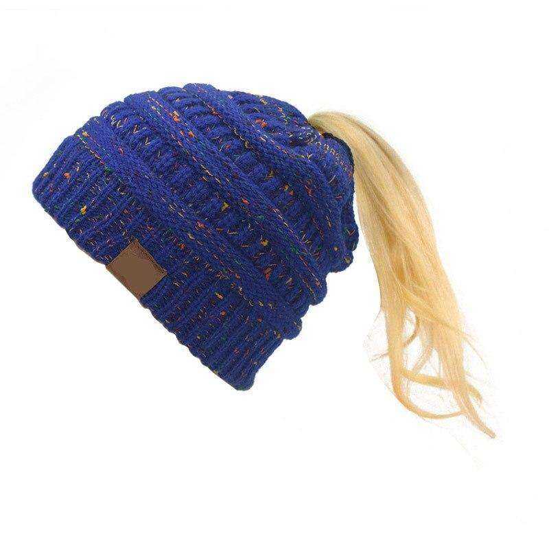 Women Warm Knitted Ponytail Beanies