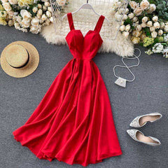 V-neck Vintage Back Bandage Elegant Swing Long Dress