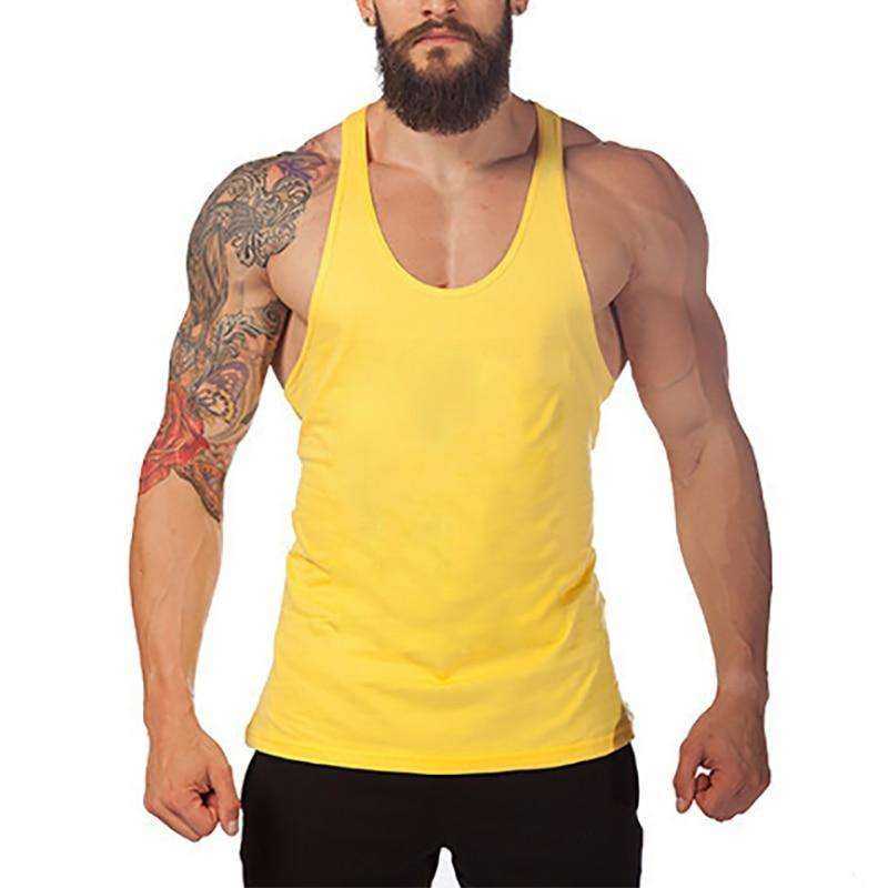 Men's Y Back Brand Bodybuilding and Fitness Clothing Cotton sleeveless shirts
