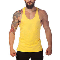 Men's Y Back Brand Bodybuilding and Fitness Clothing Cotton sleeveless shirts