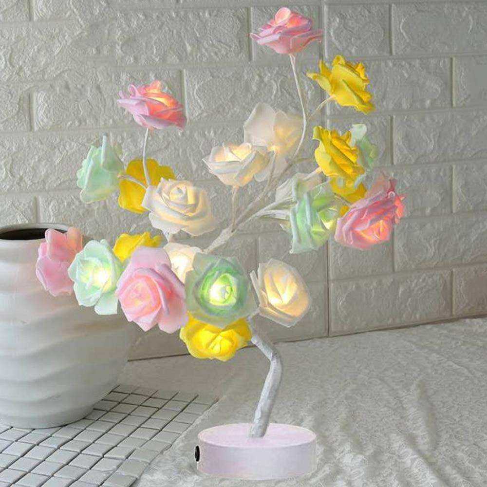 LED Table Lamp Rose Flower Tree USB Night Lights