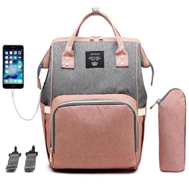 USB Diaper Bag Baby Care Large Capacity Maternity Waterproof Backpack
