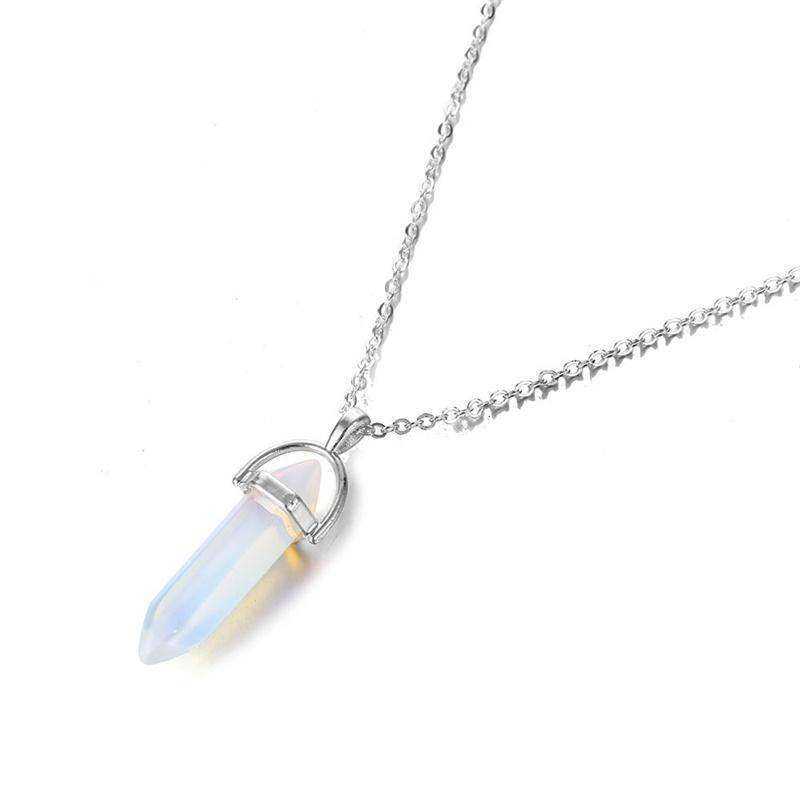 Natural Stone Moon Choker Gold Color Crystal Pendant Necklace