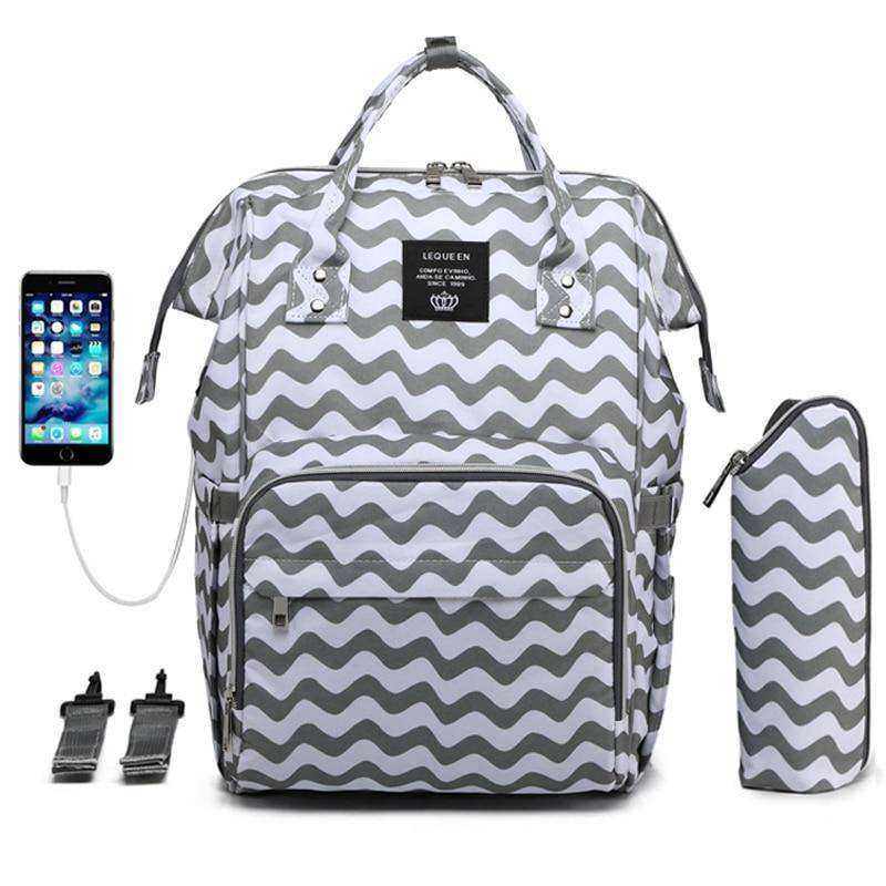 USB Diaper Bag Baby Care Large Capacity Maternity Waterproof Backpack