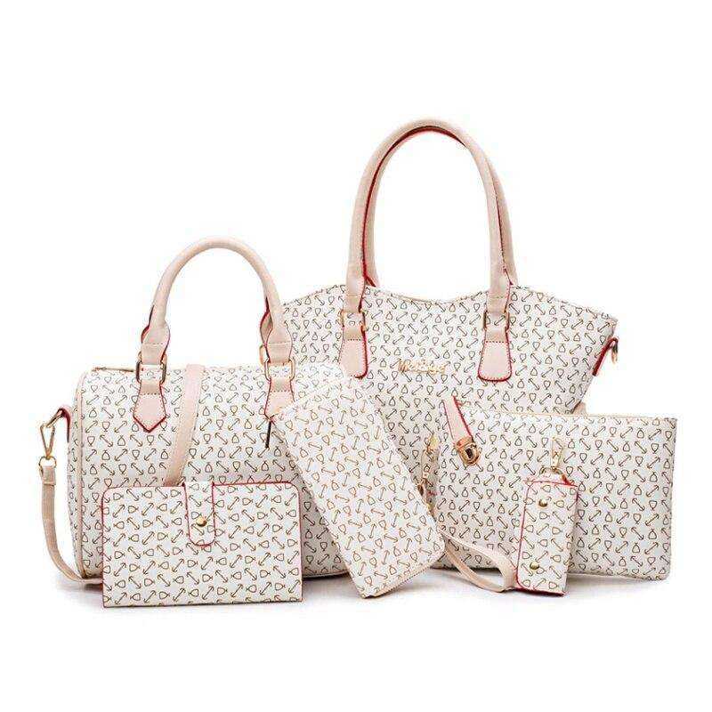 Women's Fashion Leather Bags 6 Piece Set Designer