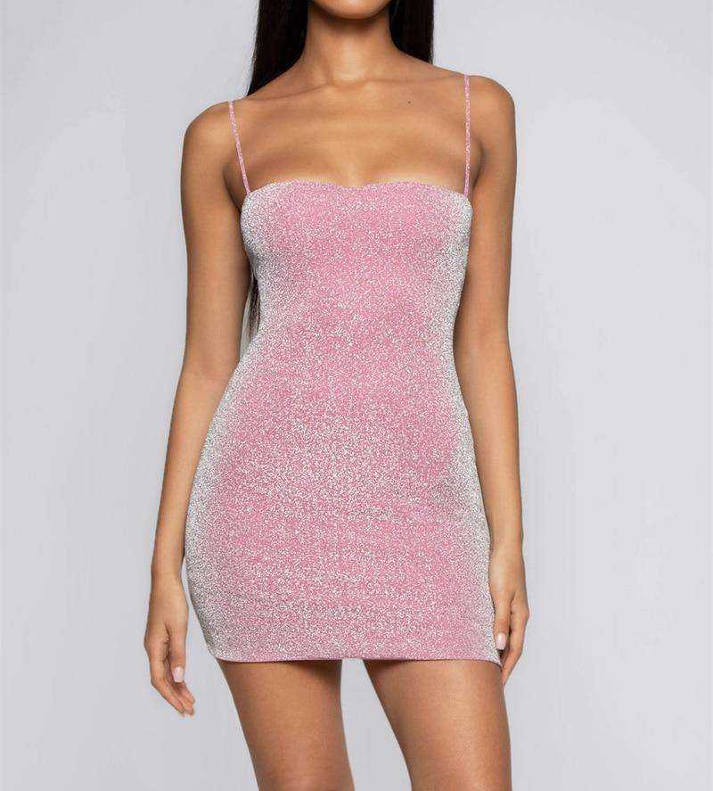 Thin Shoulder Strap Slim Mini Tight Women's Short Dress