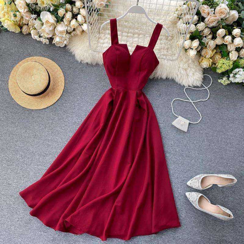V-neck Vintage Back Bandage Elegant Swing Long Dress