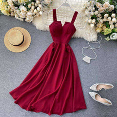 V-neck Vintage Back Bandage Elegant Swing Long Dress