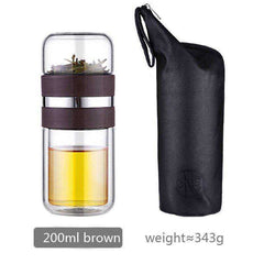 Portable Double Wall Glass Bottle Tea Infuser Tumbler