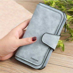 New Women Long Coin Purse Scrub Leather Wallet