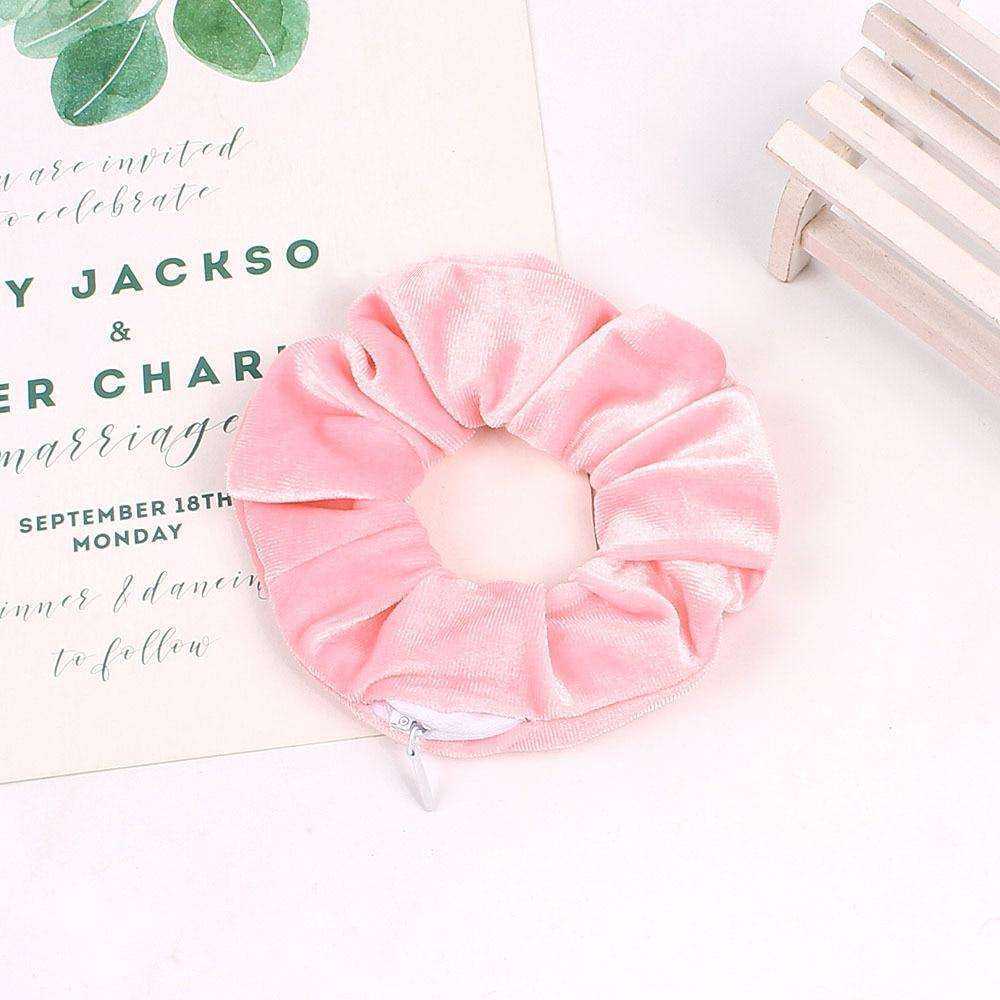 New Velvet Tencel Zipper Pocket Hairband Elastic  Accessories