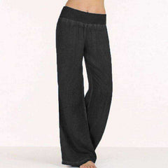 Casual Elastic High Waist Denim Wide Leg Pants