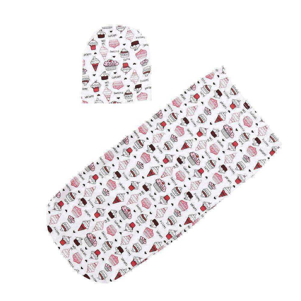 Baby Swaddle Blanket & Cap Newborn Cocoon Wrap
