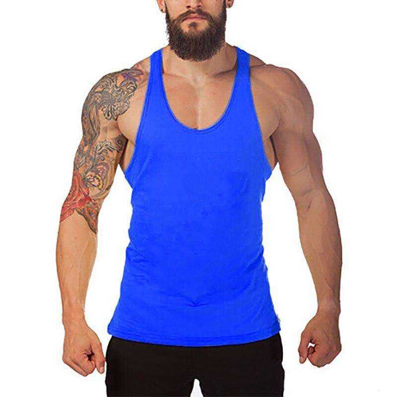Men's Y Back Brand Bodybuilding and Fitness Clothing Cotton sleeveless shirts