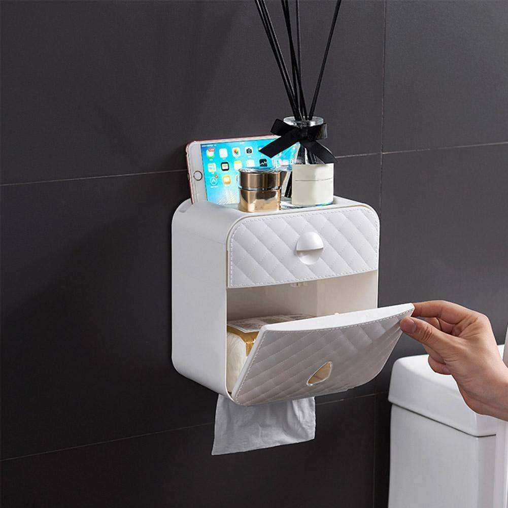 Waterproof Toilet Paper Roll Holder Wall Mounted Stand Case Tube Storage Box