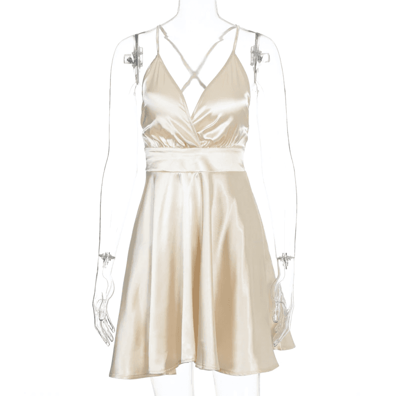 Sleeveless V-neck Sexy Mini Slip Backless Bow Dress