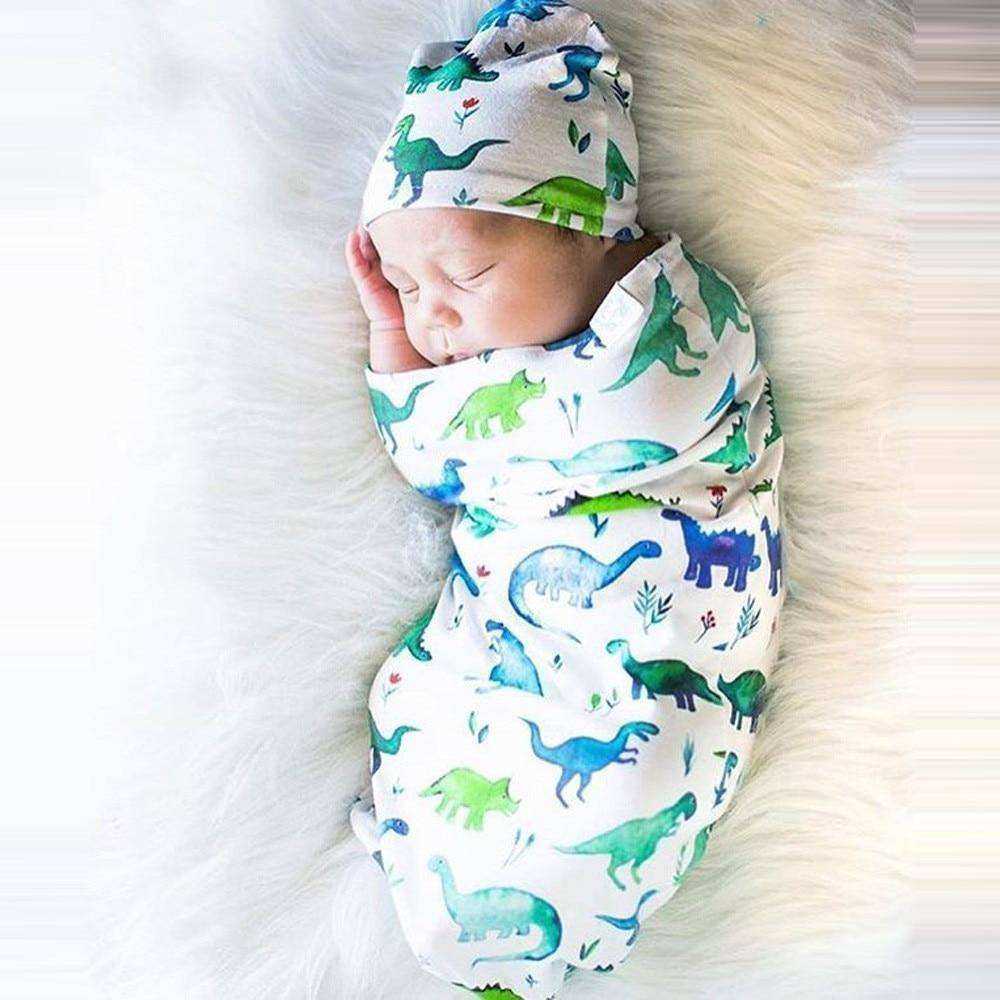 Baby Swaddle Blanket & Cap Newborn Cocoon Wrap