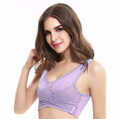 Wome Padded Lace Vest Seamless Sports Push Up Bra