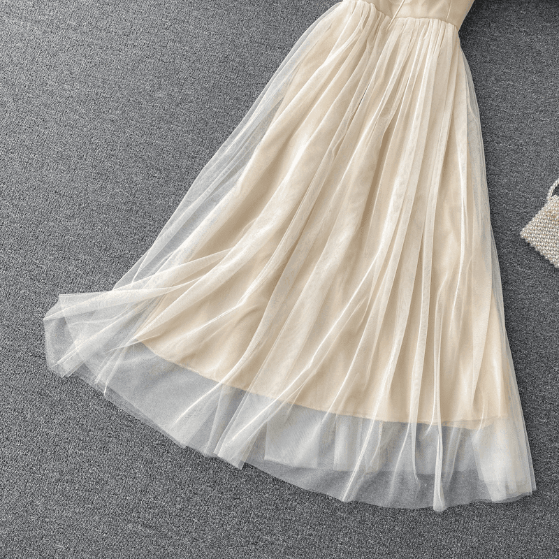 Elegant Ruffles Mesh High Slash Off Shoulder Drawstring Ropa Summer Dress